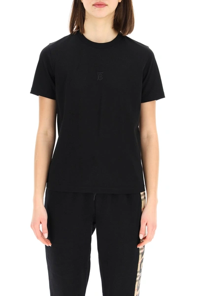 Shop Burberry Dovey T-shirt With Monogram Embroidery In Black