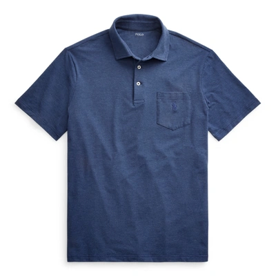 Shop Ralph Lauren Classic Fit Performance Polo Shirt In Derby Blue Heather