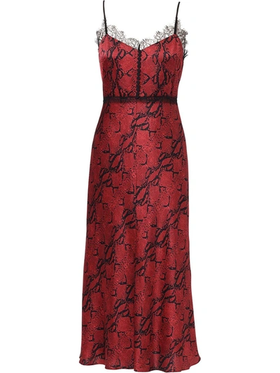 Shop Jason Wu Bordeaux Silk Spaghetti Strap Dress In Red