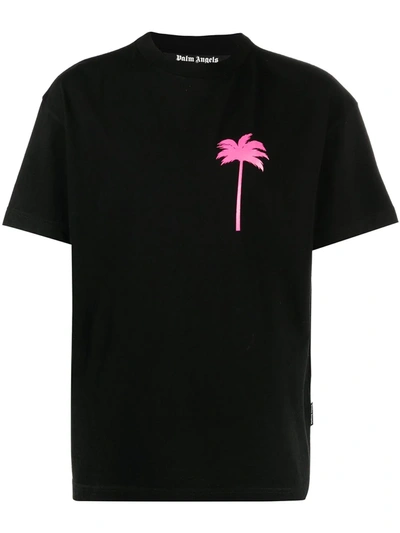 Shop Palm Angels Pxp Palm Tree-print T-shirt In Black