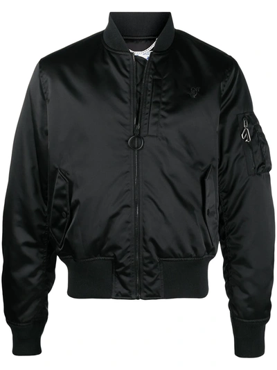 Shop Off-white Hand Off Zip-up Bomber Jacket In Black