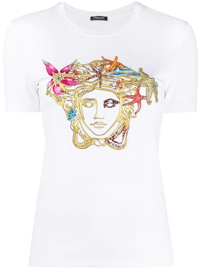 Shop Versace Medusa-head T-shirt In White