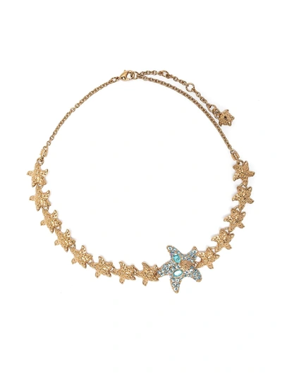 Shop Versace Star-fish Necklace In Gold