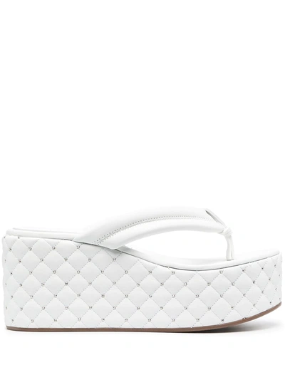 Shop Le Silla Quilted Platform Sandals In White
