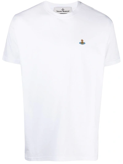 Shop Vivienne Westwood Logo-embroidered Organic Cotton T-shirt In White
