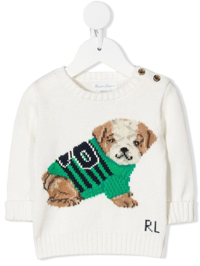 Shop Ralph Lauren Logo Dog Print Jumper In 白色