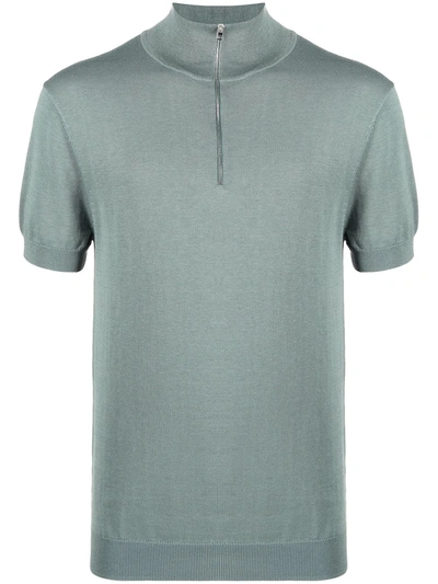 Shop Ron Dorff Knitted Polo Shirt In Green