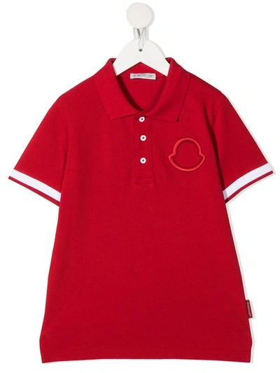 Shop Moncler Logo-embroidered Polo Shirt In Red