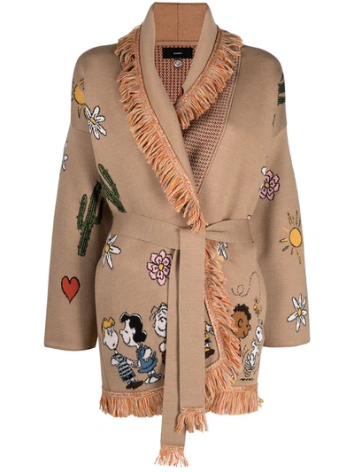Shop Alanui Love Intarsia-knit Cardigan In Brown