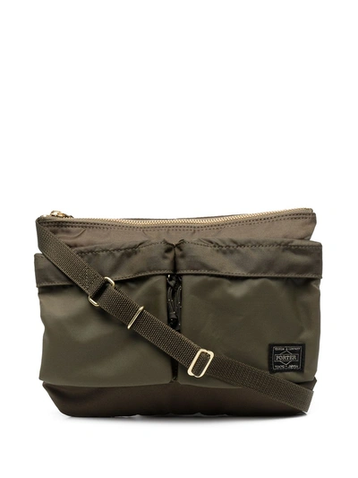 Shop Porter-yoshida & Co Two-pocket Zipped Shoulder Bag In Green