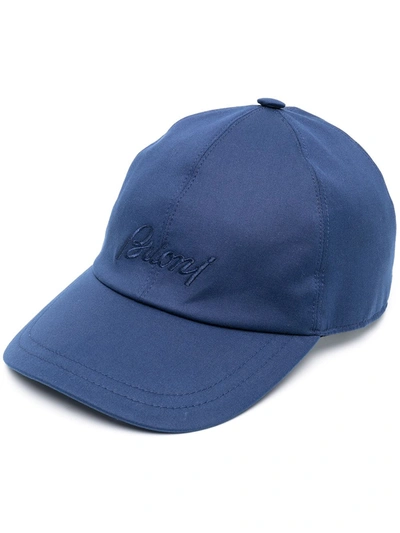 Shop Brioni Embroidered Logo Baseball Cap In Blue