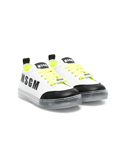 Shop Msgm Logo Print Trainers In White
