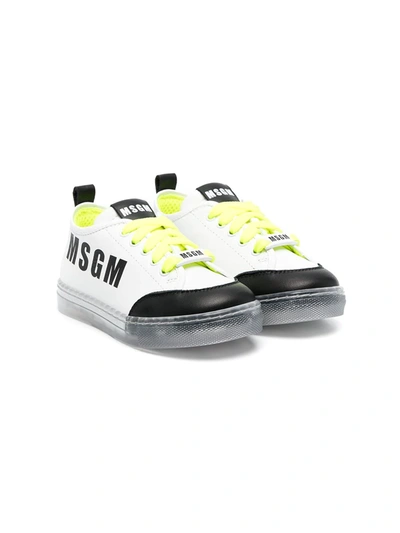 Msgm Teen Lace-up Transparent-sole Trainers In White