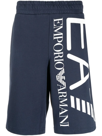 Shop Ea7 Logo-print Track Shorts In Blue