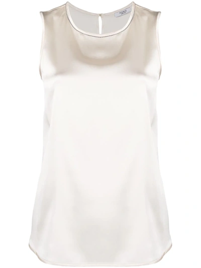 Shop Peserico Metallic-effect Sleeveless Top In White