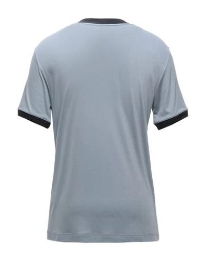 Shop Giorgio Armani Man T-shirt Sky Blue Size 40 Viscose, Silk