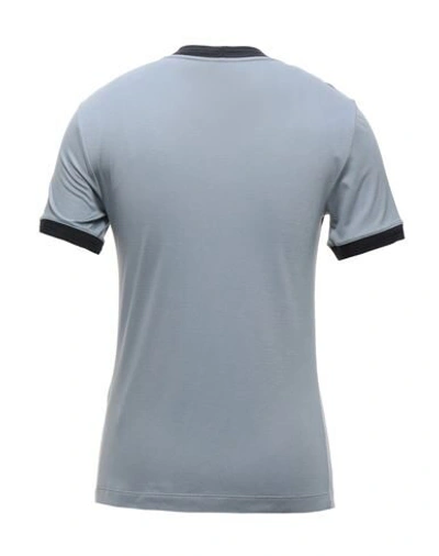 Shop Giorgio Armani Man T-shirt Sky Blue Size 48 Viscose, Silk, Cotton, Polyamide, Elastane