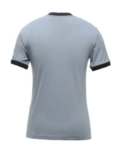 Giorgio Armani Man T-shirt Sky Blue Size 48 Viscose, Silk, Cotton, Polyamide, Elastane In Blue