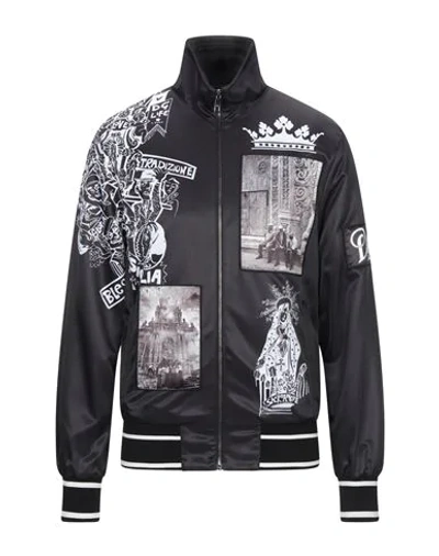Shop Dolce & Gabbana Man Sweatshirt Black Size 40 Polyester, Silk