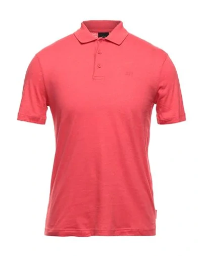 Shop Armani Exchange Man Polo Shirt Red Size Xl Linen, Cotton