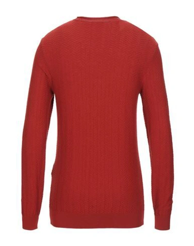 Shop Giorgio Armani Man Sweater Brick Red Size 48 Virgin Wool, Polyester