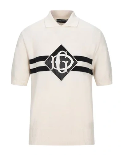 Shop Dolce & Gabbana Man Sweater Ivory Size 44 Cashmere, Silk, Viscose, Polyester In White