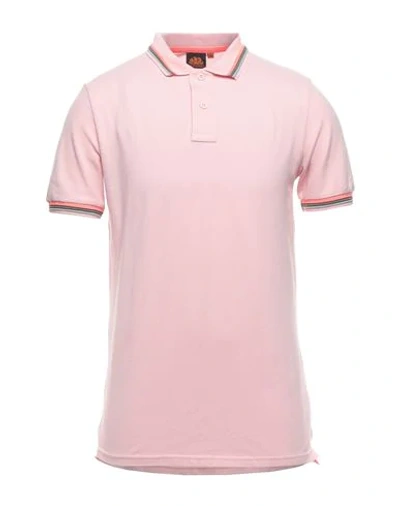 Shop Sundek Man Polo Shirt Pink Size L Cotton, Elastane