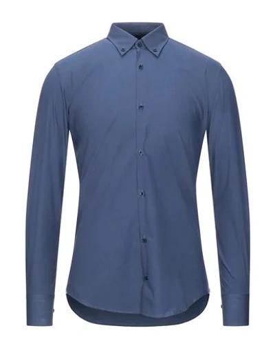 Shop J.w. Sax  Milano Shirts In Slate Blue