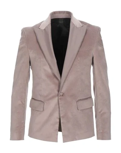 Shop Amiri Man Blazer Grey Size 50 Cotton, Modal, Polyester, Polyurethane, Silk