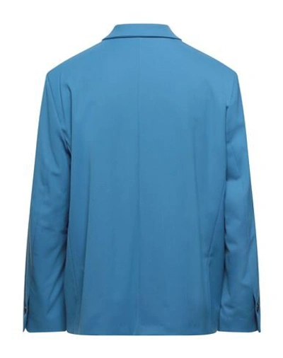 Shop 424 Fourtwofour Man Suit Jacket Azure Size L Polyester, Wool, Elastane In Blue