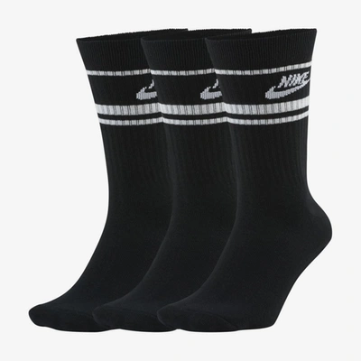 Shop Nike Sportswear Essential Crew Socks In Black,white