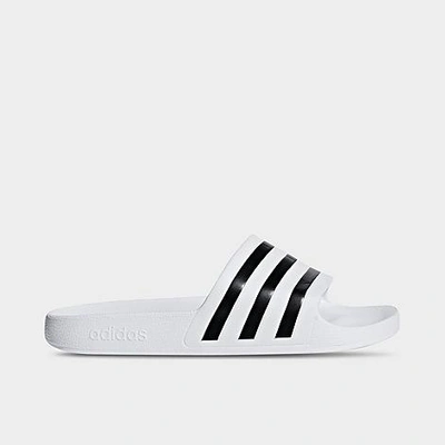 Shop Adidas Originals Adidas Men's Adilette Aqua Slide Sandals In White/black/white
