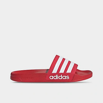 Shop Adidas Originals Adidas Men's Adilette Shower Slide Sandals In Scarlet/white/scarlet