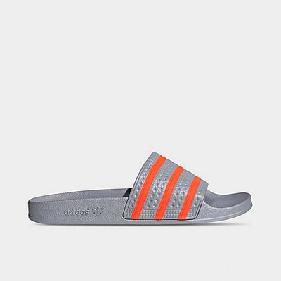 Shop Adidas Originals Adidas Men's Adilette Slide Sandals In Halo Silver/solar Red/solar Red