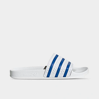 Shop Adidas Originals Adidas Men's Adilette Slide Sandals In White/glory Blue/white