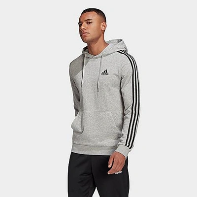 Shop Adidas Originals Adidas Men's Essentials 3-stripes Hoodie In Medium Grey Heather/black