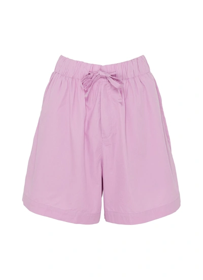 Shop Tekla Unisex Organic Cotton Poplin Small Pyjama Shorts - Purple Pink