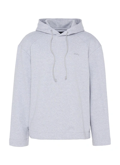 Shop Juunj Nouvelle Tendance Slogan Back Hoodie In Grey