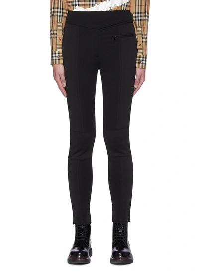 Shop Burberry 'meera' Panelled Zip Hem Jersey Leggings In Black