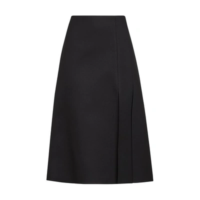 Shop Fendi Silk And Wool Skirt In Noir