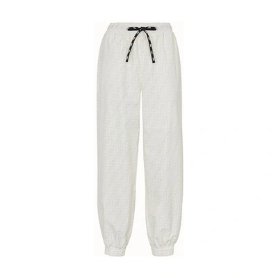 Shop Fendi Nylon Trousers In Blanc