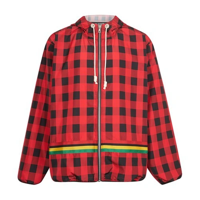 Shop Palm Angels Buffalo Hooded Jacket In Red White