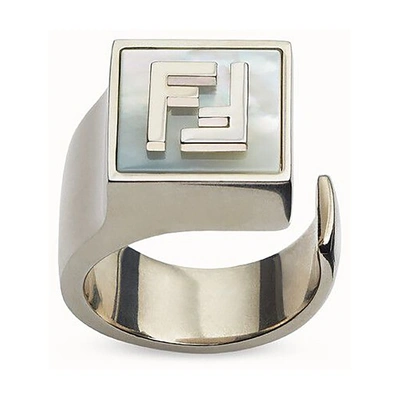 Shop Fendi Ring In Argent