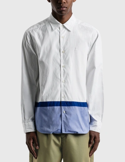Shop Sophnet Hem Paneled Regular Collar Shirt In White