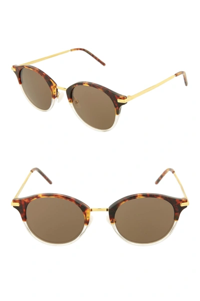 Shop Boucheron Oval 52mm Sunglasses In Tort Brown