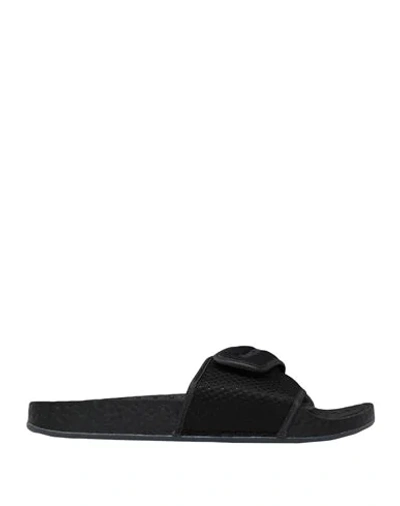 Shop Adidas Originals By Pharrell Williams Adidas Originals Chancletas Hu Man Sandals Black Size 7 Textile Fibers