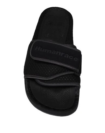 Shop Adidas Originals By Pharrell Williams Adidas Originals Chancletas Hu Man Sandals Black Size 7 Textile Fibers