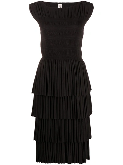 Shop Totême Pleated Tiered Tunic In Black