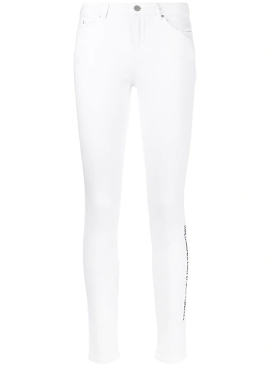 Shop Karl Lagerfeld Logo-embroidered Skinny-fit Jeans In White