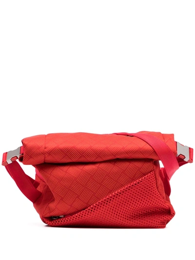Shop Bottega Veneta Mesh Folding Top Belt Bag In Red